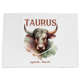 タウラスウォーターカラーブル〔占星術の〕十二宮図テーマ誕生日パーティー ラージペーパーバッグ