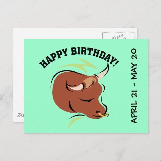 タウラスザブル芸術的〔占星術の〕十二宮図サインイラストレーション ポストカード (正面/裏面)