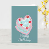 タウラスハートケーキハッピーバースデー カード (黄色い花)