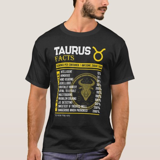 タウラスファクト素晴らし〔占星術の〕十二宮図サインタウロス誕生日 Tシャツ (正面)