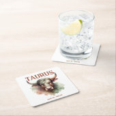 タウラスブルウォーターカラー〔占星術の〕十二宮図サインカスタム誕生日 スクエアペーパーコースター (インサイチュ)