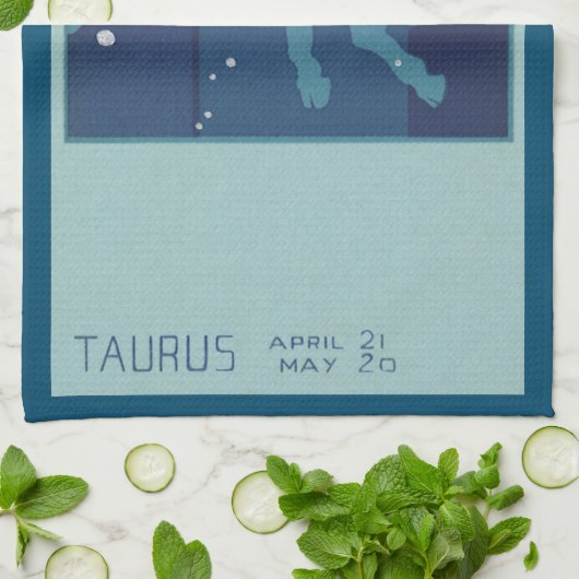 タウラスブル星座ヴィンテージ〔占星術の〕十二宮図占星術 キッチンタオル (折り畳み)