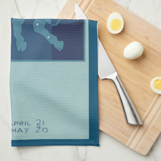 タウラスブル星座ヴィンテージ〔占星術の〕十二宮図占星術 キッチンタオル (四つ折り)