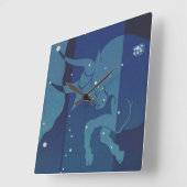 タウラスブル星座ヴィンテージ〔占星術の〕十二宮図占星術 スクエア壁時計 (傾斜)