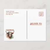 タウラスブル〔占星術の〕十二宮図をテーマにした誕生日パーティー インビテーションポストカード (裏面)