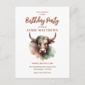 タウラスブル〔占星術の〕十二宮図をテーマにした誕生日パーティー インビテーションポストカード (正面)