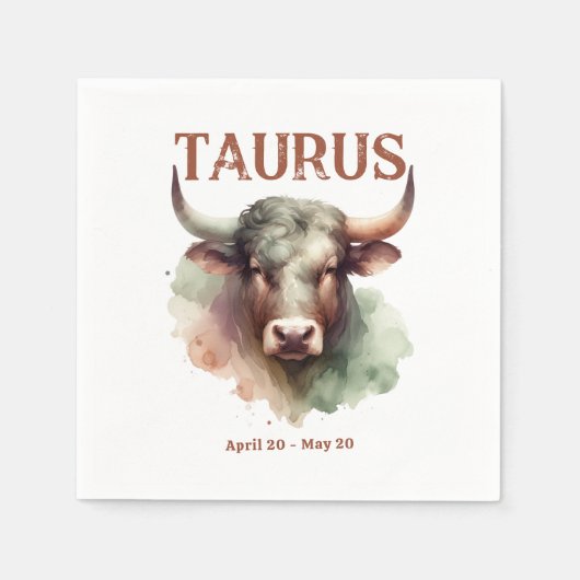 タウラスブル〔占星術の〕十二宮図をテーマにした誕生日パーティー スタンダードカクテルナプキン (正面)