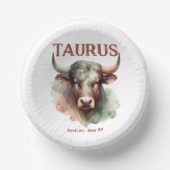 タウラスブル〔占星術の〕十二宮図をテーマにした誕生日パーティー ペーパーボウル (正面)