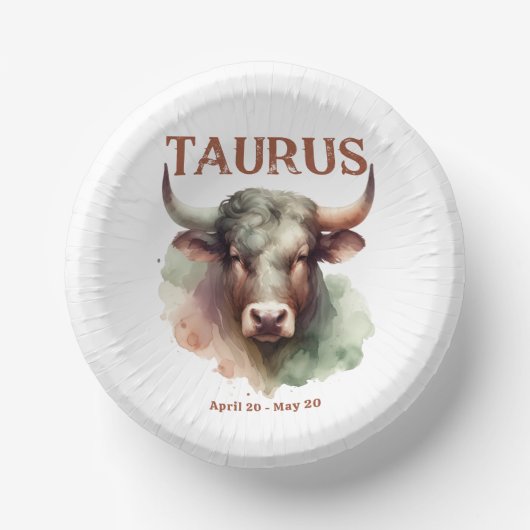 タウラスブル〔占星術の〕十二宮図をテーマにした誕生日パーティー ペーパーボウル (正面)