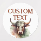 タウラスブル〔占星術の〕十二宮図をテーマにした誕生日パーティー ラベル (デザイン1)