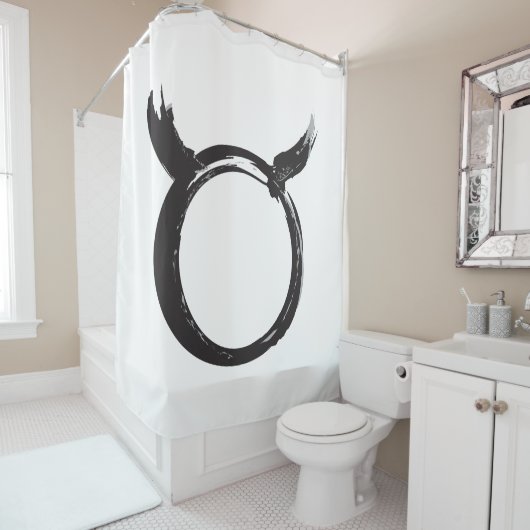 タウラスブル〔占星術の〕十二宮図ミニマル星印モダン学 シャワーカーテン (インサイチュ)