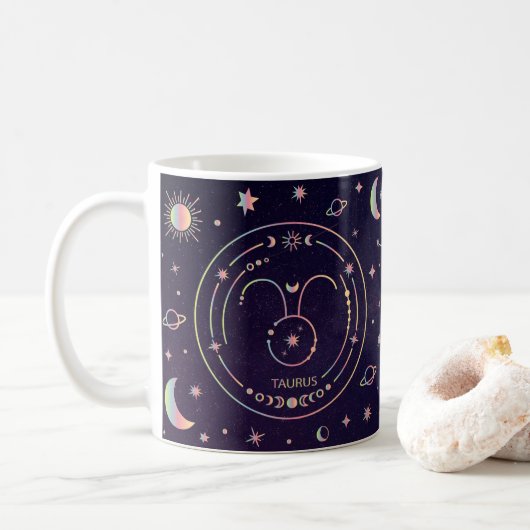 タウラスブル〔占星術の〕十二宮図占星術おもしろい栄養事実 コーヒーマグカップ (ドーナツ)