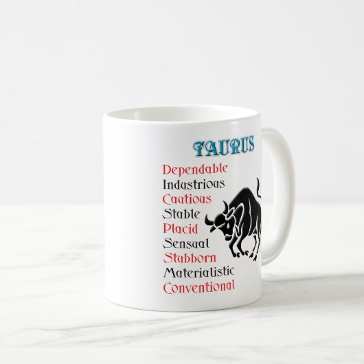タウラス占星術〔占星術の〕十二宮図標識 コーヒーマグカップ (正面右)