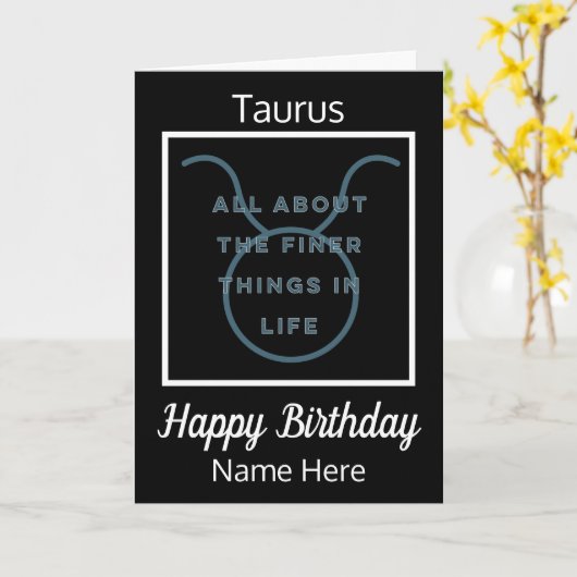 タウラス〔占星術の〕十二宮図おもしろい引用文インブラック&ホワイト誕生日 カード (黄色い花)