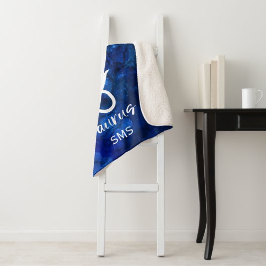 タウラス〔占星術の〕十二宮図コンステレーションブルー銀河系モノグラム シェルパブランケット (インサイチュ)