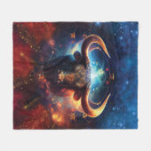 タウラス〔占星術の〕十二宮図サインウォーター色デザイン フリースブランケット (正面(横))