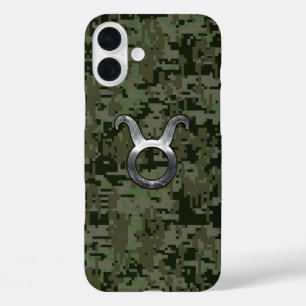 タウラス〔占星術の〕十二宮図サインオングリーン迷彩柄 iPhone 16 PLUSケース