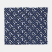 タウラス〔占星術の〕十二宮図サインオンネイビーブルーカーボンファイバースタイル フリースブランケット (正面(横))