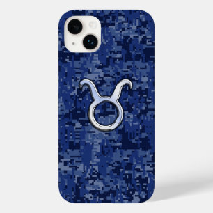 タウラス〔占星術の〕十二宮図サインオンネイビーブルー迷彩柄 Case-Mate iPhone 14 PLUSケース