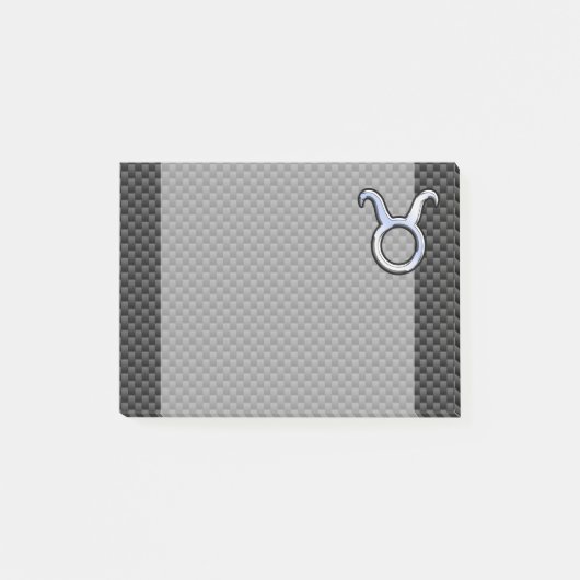 タウラス〔占星術の〕十二宮図サインオンブラックカーボンファイバープリント ポストイット (正面)