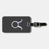 タウラス〔占星術の〕十二宮図サインオンブラックカーボンファイバープリント ラゲッジタグ (正面横)