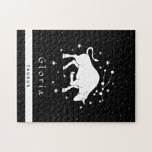 タウラス〔占星術の〕十二宮図サインスター占星術のシンボルと名前 ジグソーパズル (横)