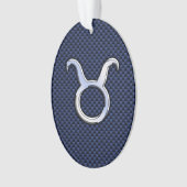 タウラス〔占星術の〕十二宮図サインデコールネイビーブルーカーボンファイバー オーナメント (正面)