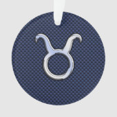 タウラス〔占星術の〕十二宮図サインデコールネイビーブルーカーボンファイバー オーナメント (正面)