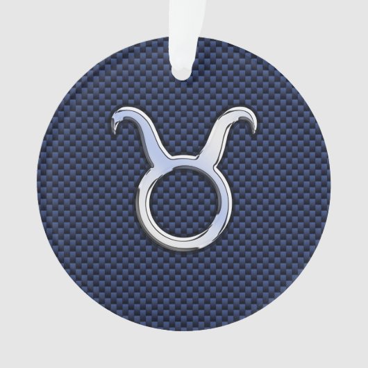 タウラス〔占星術の〕十二宮図サインデコールネイビーブルーカーボンファイバー オーナメント (正面)