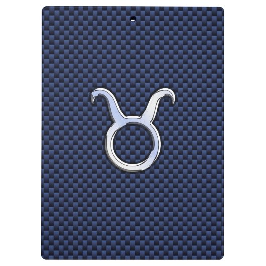 タウラス〔占星術の〕十二宮図サインデコールネイビーブルーカーボンファイバー クリップボード (裏面)