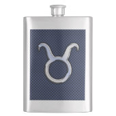 タウラス〔占星術の〕十二宮図サインデコールネイビーブルーカーボンファイバー フラスク (正面)