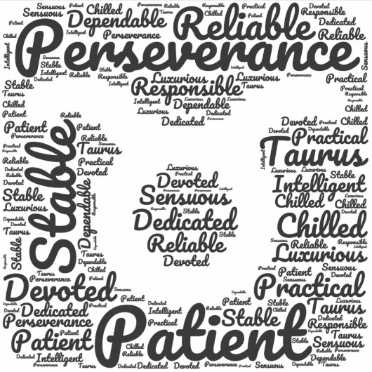 タウラス〔占星術の〕十二宮図サインブラック シール (正面)