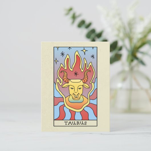 タウラス〔占星術の〕十二宮図サイン抽象芸術アートヴィンテージ ポストカード (スタンド正面)