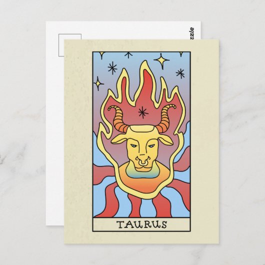 タウラス〔占星術の〕十二宮図サイン抽象芸術アートヴィンテージ ポストカード (正面/裏面)
