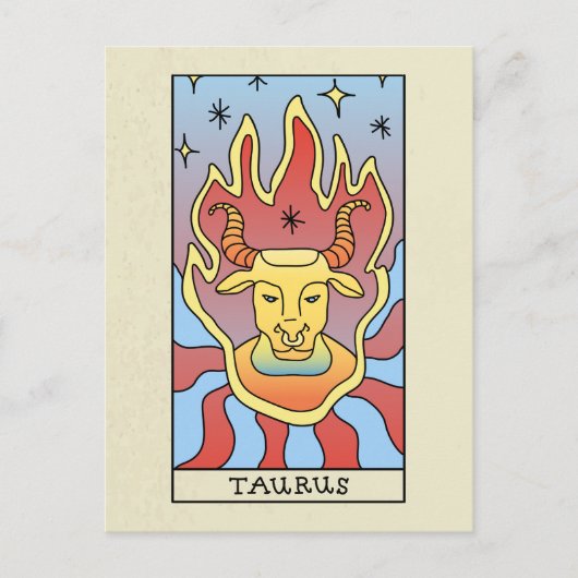 タウラス〔占星術の〕十二宮図サイン抽象芸術アートヴィンテージ ポストカード (正面)