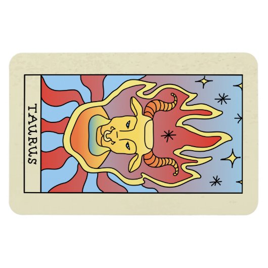 タウラス〔占星術の〕十二宮図サイン抽象芸術アートヴィンテージ マグネット (横)