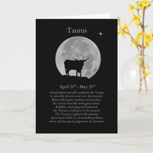 タウラス〔占星術の〕十二宮図サイン誕生日カード カード (黄色い花)