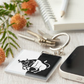 タウラス〔占星術の〕十二宮図サイン、白黒キーチェーン キーホルダー (正面右)