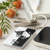 タウラス〔占星術の〕十二宮図サイン、白黒キーチェーン キーホルダー (正面右)