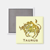 タウラス〔占星術の〕十二宮図スクエアボタン マグネット (正面/裏面)