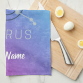 タウラス〔占星術の〕十二宮図スターサインウォーター色占星術 キッチンタオル (四つ折り)