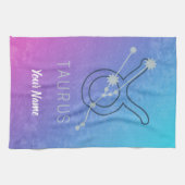 タウラス〔占星術の〕十二宮図スターサインウォーター色占星術 キッチンタオル (横)