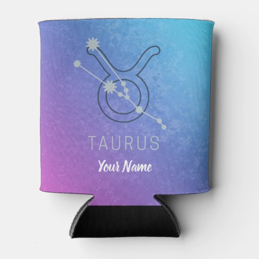 タウラス〔占星術の〕十二宮図スターサインウォーター色占星術 缶クーラー (正面)