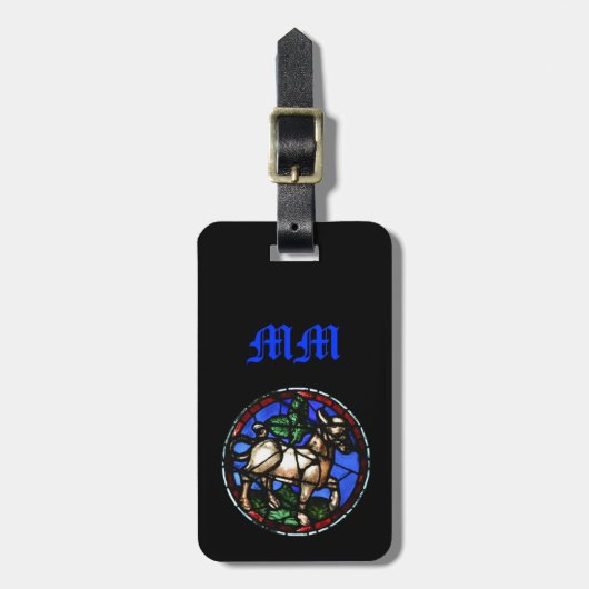 タウラス〔占星術の〕十二宮図ステンドグラスノートルダムデパリLT ラゲッジタグ (正面縦)