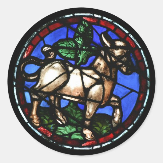 タウラス〔占星術の〕十二宮図ステンドグラスノートルダムデパリRS ラウンドシール (正面)