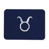 タウラス〔占星術の〕十二宮図デコールネイビーブルーカーボンファイバープリント マグネット (横)