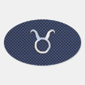 タウラス〔占星術の〕十二宮図デコールネイビーブルーカーボンファイバープリント 楕円形シール (正面)