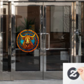 タウラス〔占星術の〕十二宮図フェイクサインステンドグラス窓にしがみつく ウィンドウサイン (オフィスドア)