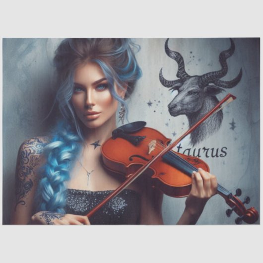タウラス〔占星術の〕十二宮図ミュージシャンヴァイオリンデッページ 薄葉紙 (正面)