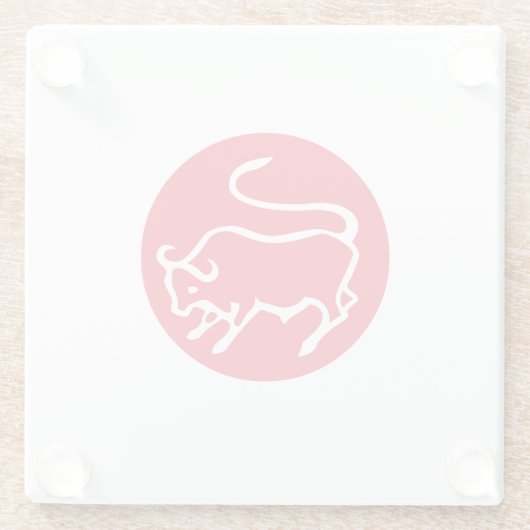 タウラス〔占星術の〕十二宮図モダンサインミニマリストエレガント平野 ガラスコースター (裏面)